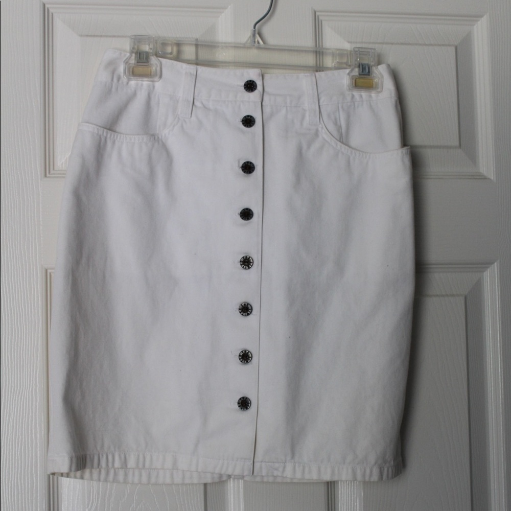 High Waisted White Jean Skirt from The Limited
